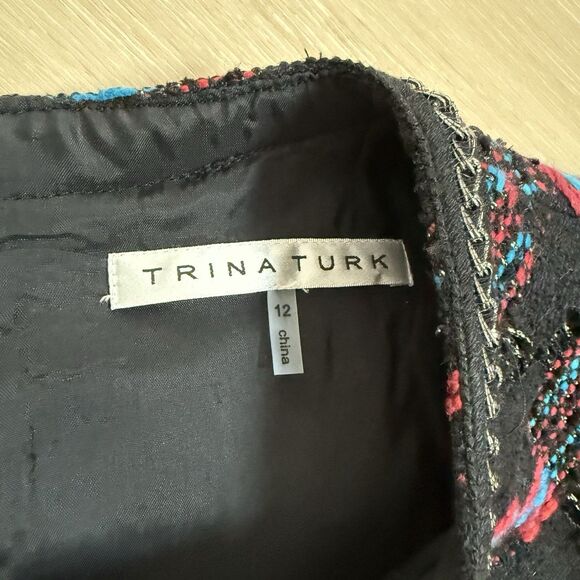 Trina Turk Womens Good Night Tweed Sleeveless Sheath Dress Black Red Blue Sz 12 - Picture 3 of 8